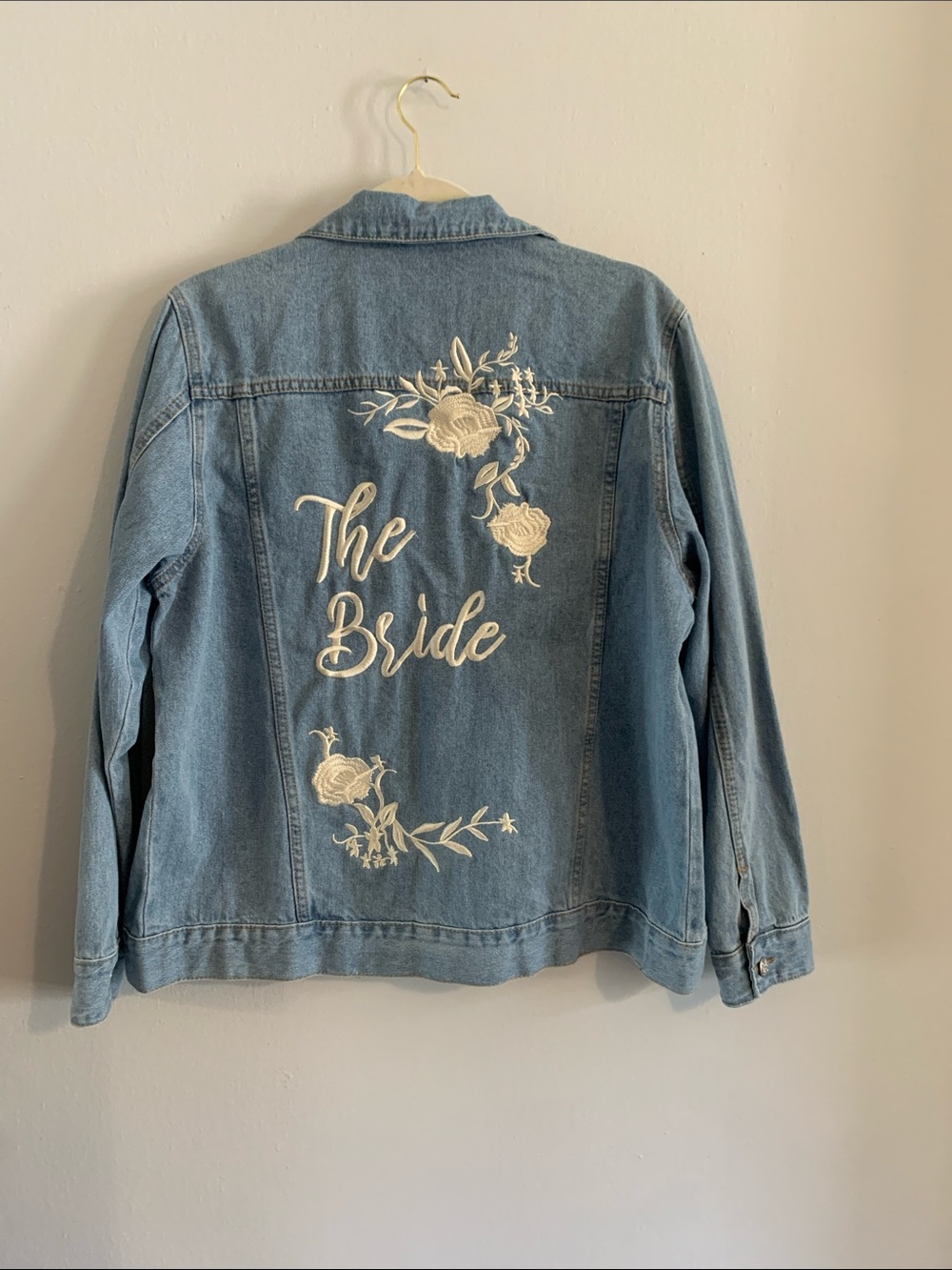 DB STUDIO Light Blue Denim 'The Bride' Embroidered Jean Jacket